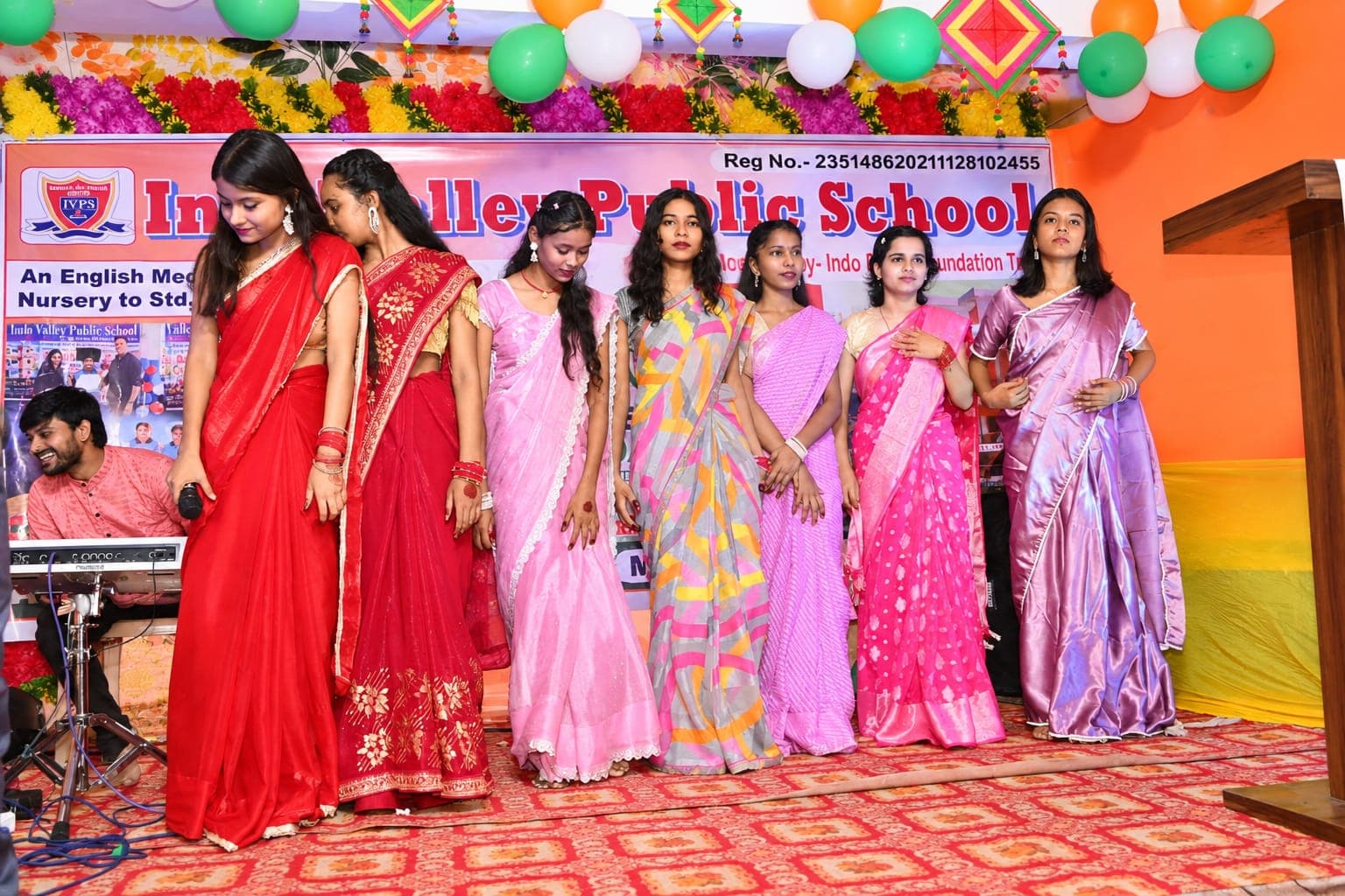 Senior students dressed in sarees for Ethnic Day