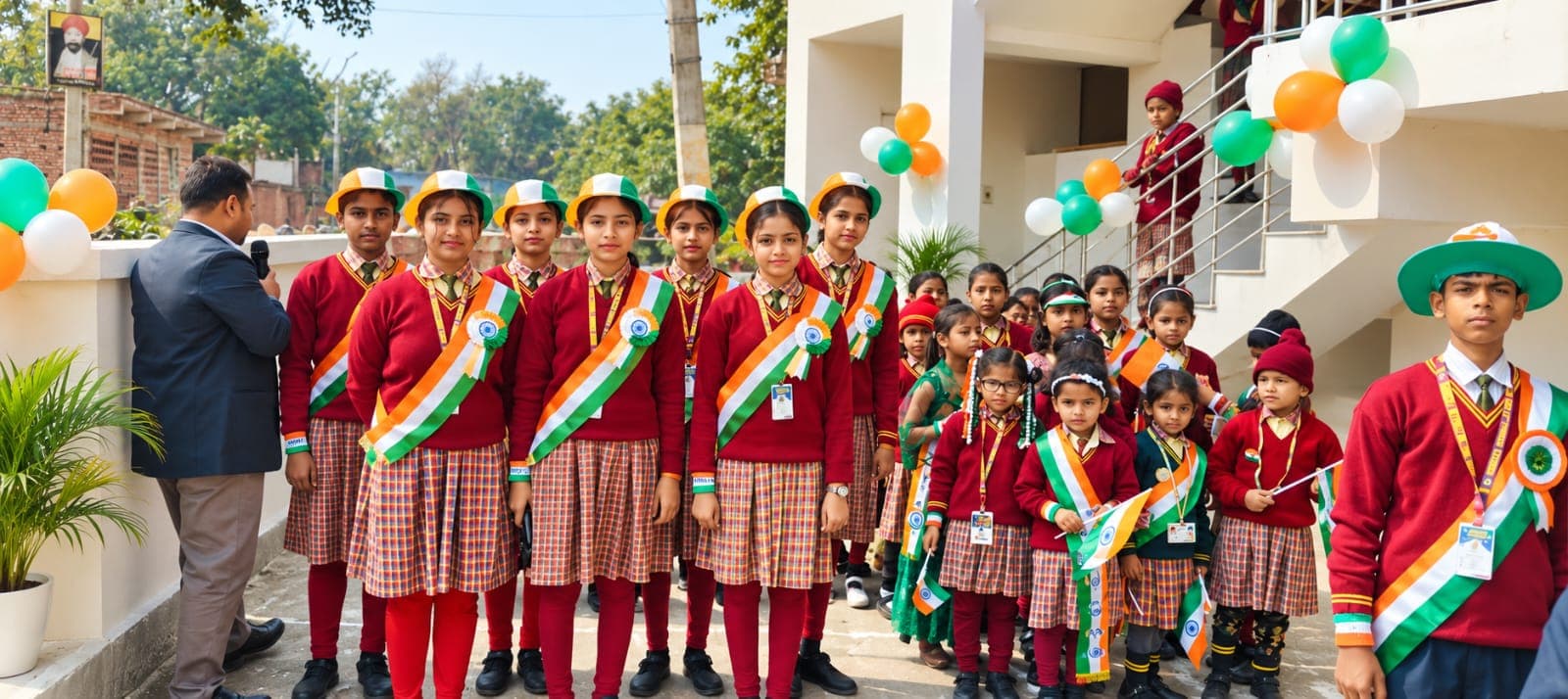 Staff and guests at the Independence Day flag hoisting ceremony